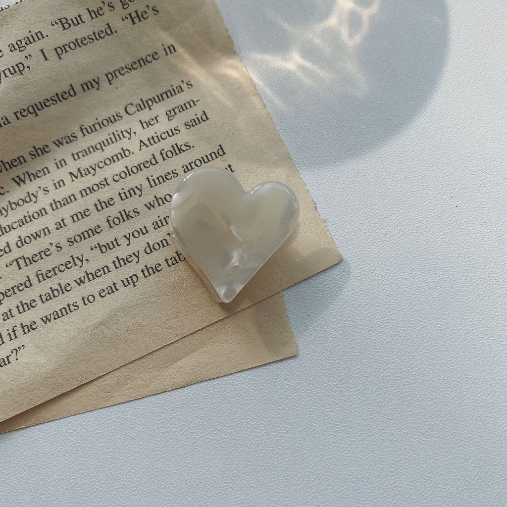 Set 2 Kẹp Tóc Hình Trái Tim Họa Tiết Cẩm Thạch / Trái Tim Đơn Giản Phong Cách Retro Cho Nữ