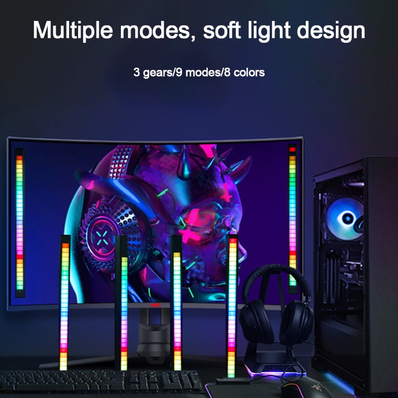 WU Voice Activated Pickup Rhythm Light Creative Colorful Lantern Tube Sound Control Atmosphere Lamp 32 Bit Music LED Strip