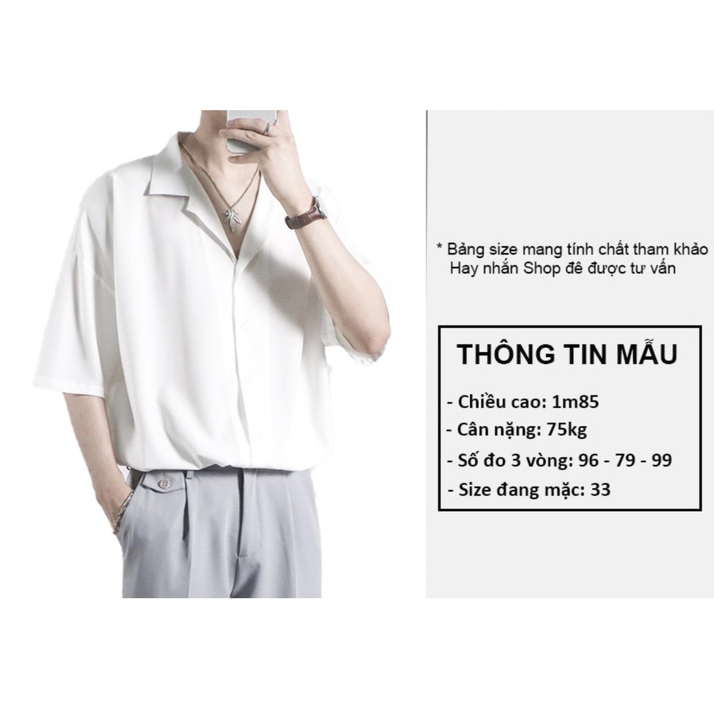 Áo sơ mi tay ngắn nam nữ form rộng sơ mi cổ vest unisex tay lỡ, chất vải lụa mịn chống nhăn - Azila - SM21