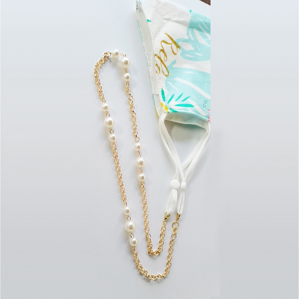 Dây đeo mắt kính chống thất lạc bằng kim loại đính ngọc trai nhiều màu tùy chọn