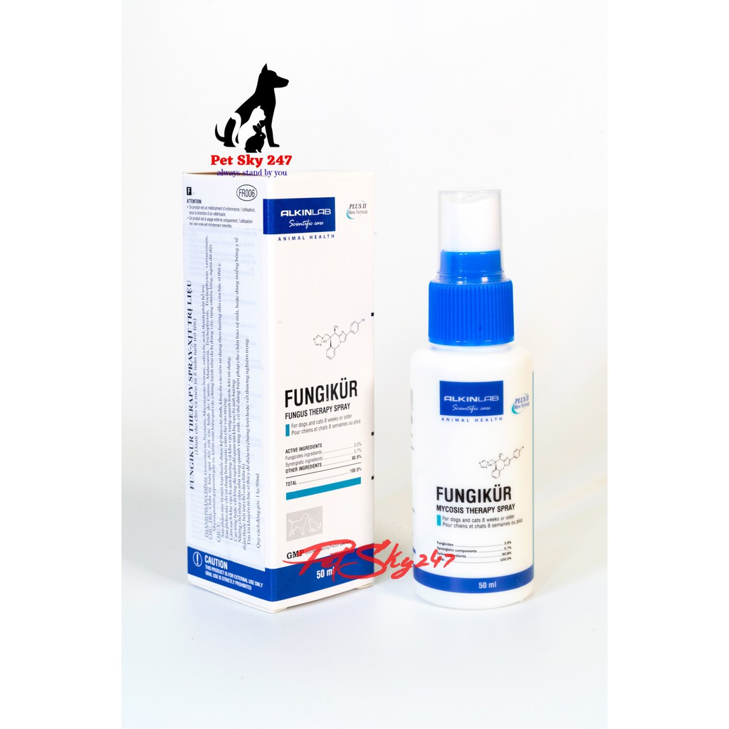 Alkin Fungikur Dùng Cho Nấm, Da Viêm, Da Ngứa, Da Rụng Lông Chai 50ml