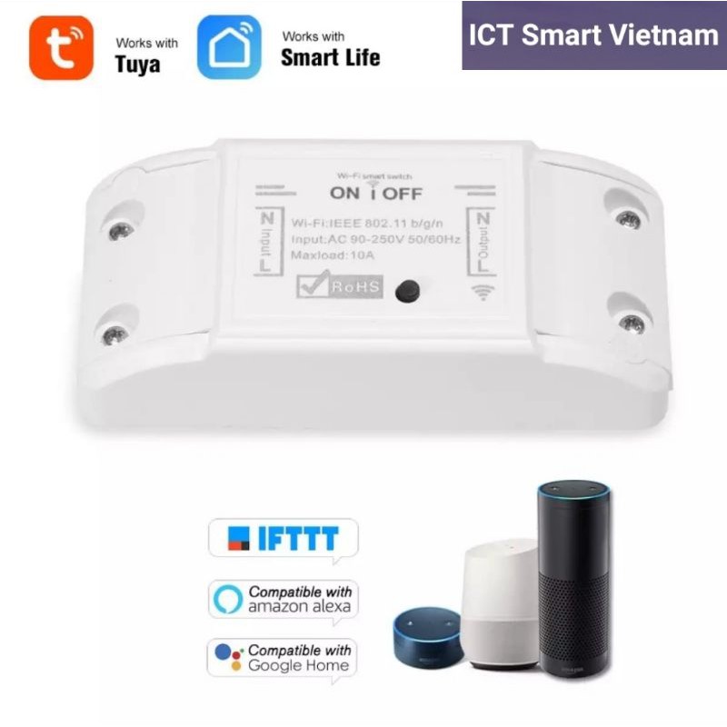 (Giao ngay) Công tắc wifi thông minh Tuya 10A/ 16A tương thích với Google Home và Amazon Alexa