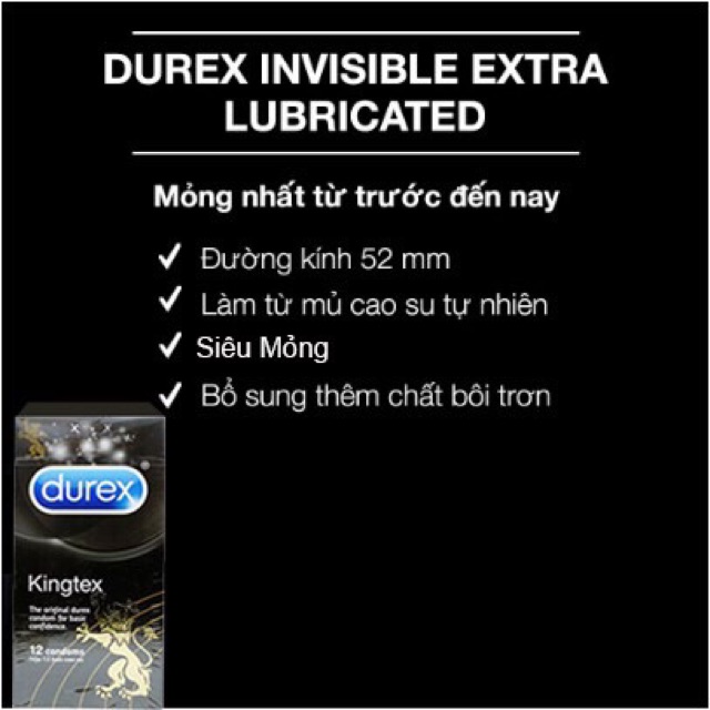 Bao ca SU ÔM SÁT SIÊU MỎNG Durex kingex chính hãng