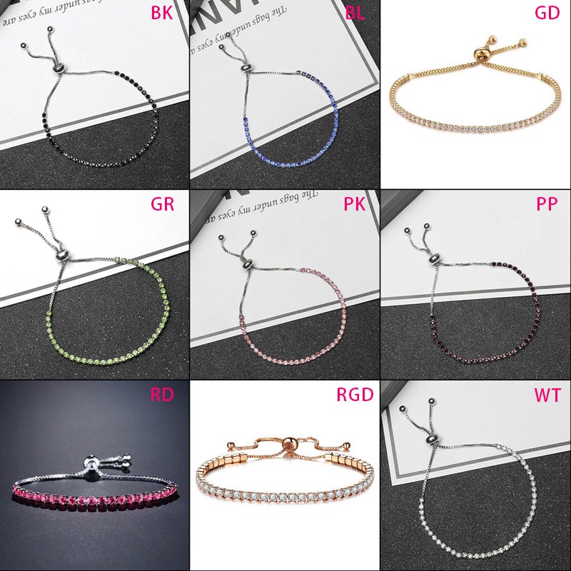 Vòng Tay Co Giãn Đính Đá Zircon Một Hàng Sáng Bóng