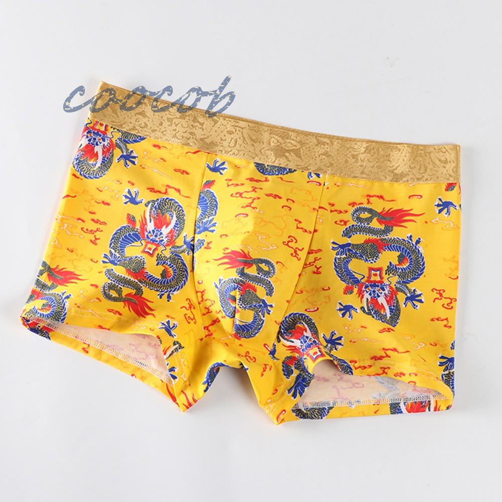 Quần Lót Boxer Ngắn In Hình Rồng Cho Nam Giới
