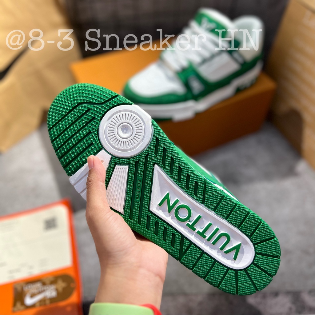 Giày LV xanh lá trắng bản sc, giày louis vuitton xanh green cao cấp