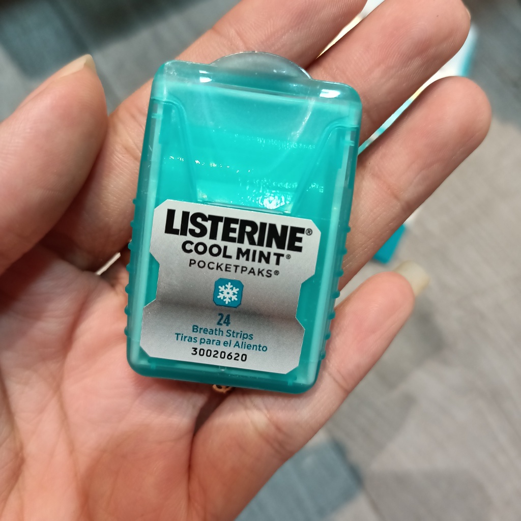 Miếng ngậm thơm miệng Listerine Pocketpaks Cool Mint Set 3 Vỉ 72 miếng