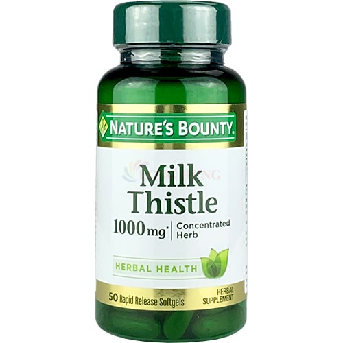Viên Uống Milk Thistle Nature's Bounty 1000mg Hỗ Trợ Thải Độc Gan - Hộp 50 Viên