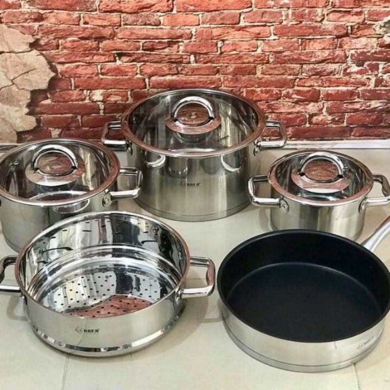 BỘ NỒI KÈM XỬNG HẤP CAO CẤP ARBER 5 MÓN PALADI AN-05IVH kèm ảnh thật và video
