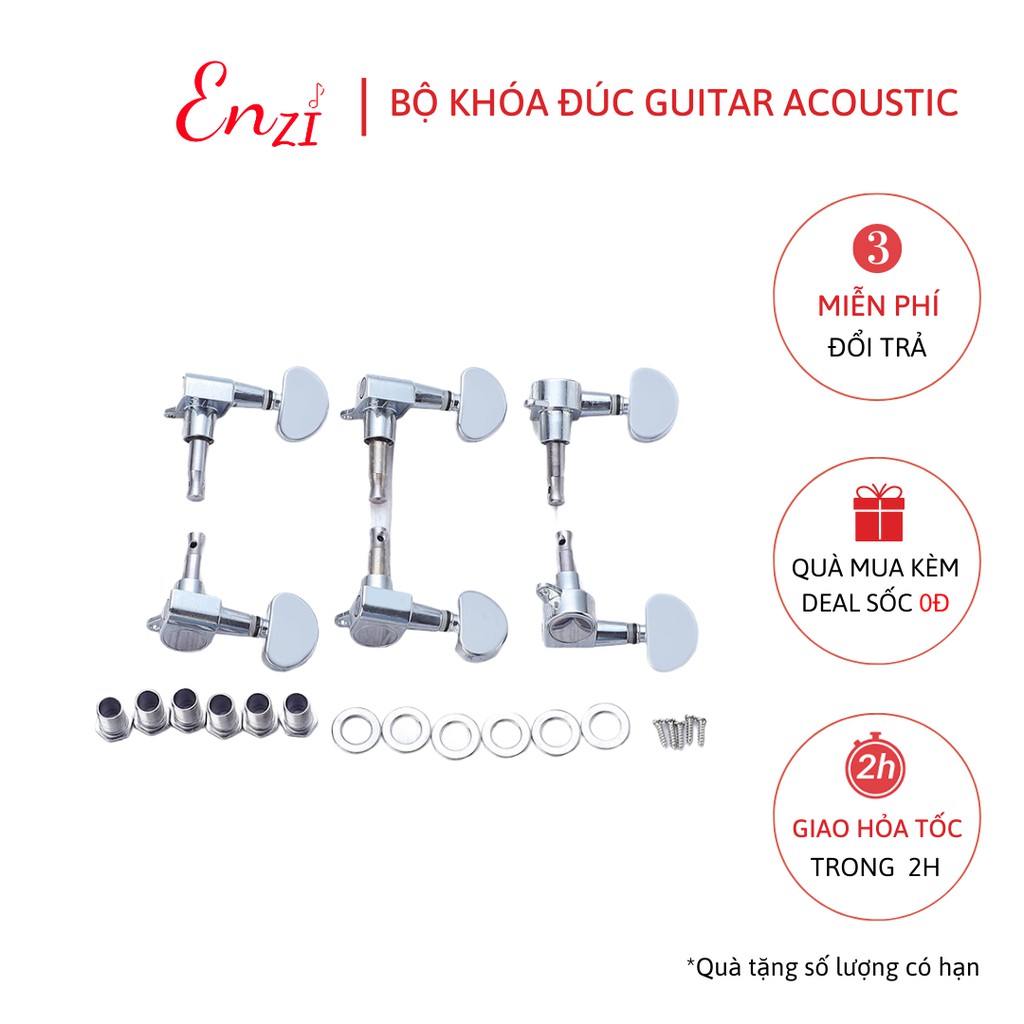 Bộ khóa đúc đàn guitar acoustic chất liệu niken chống rỉ cao cấp Enzi