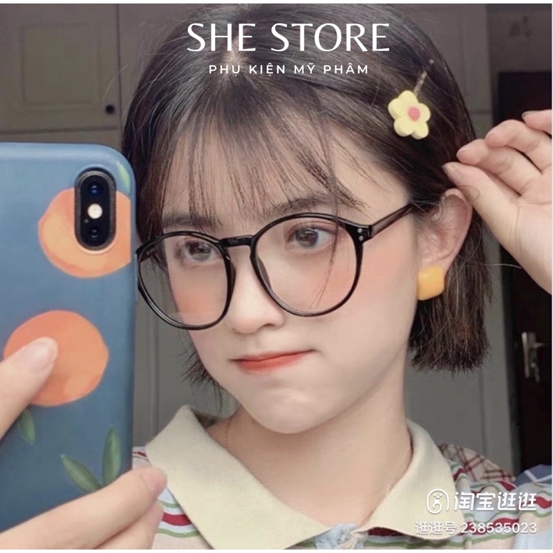 Kính gọng nhựa from tròn đáng yêu - S03