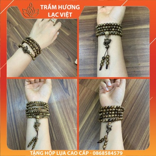 Vòng Tay Trầm Hương Charm Hồ Ly 108/216 hạt Trầm Phú Quý 108 Hạt 6mm Trầm Tốc Tự Nhiên Cao Cấp