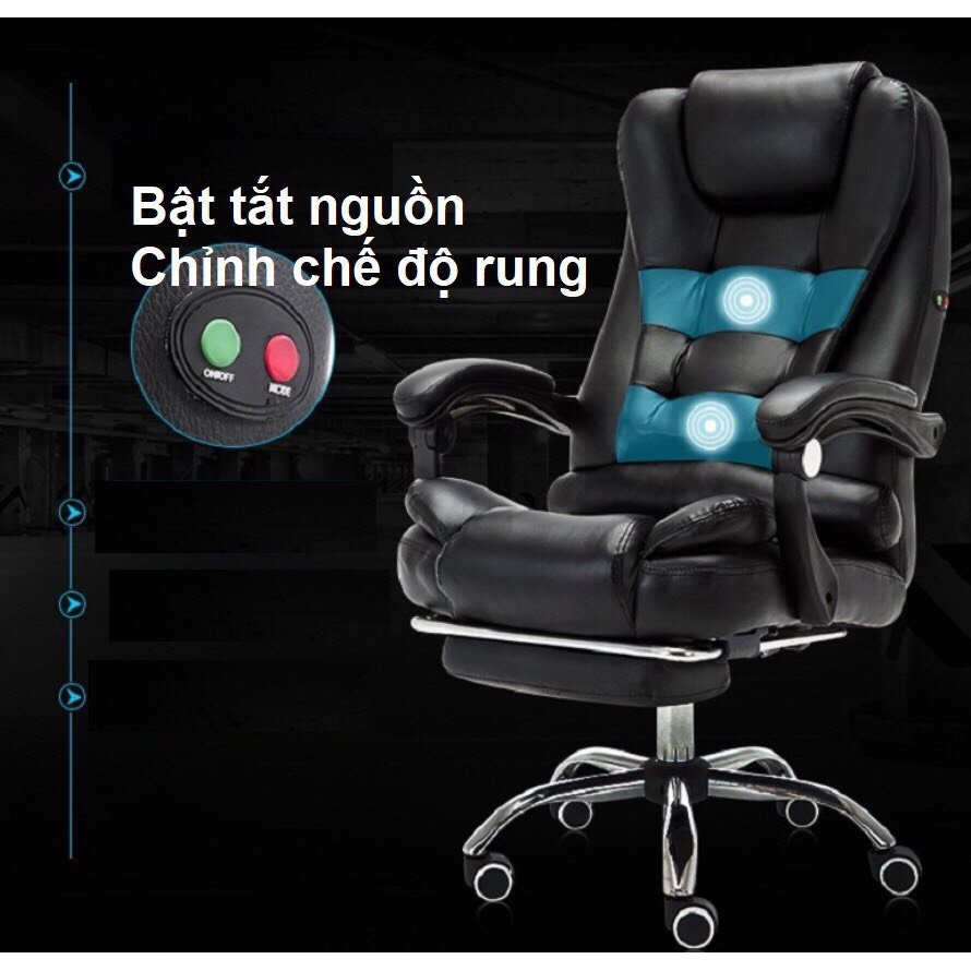 Ghế Giám Đốc Massage Ghế Văn Phòng Chân Xoay Có Gác Chân - Bảo Hành 1 Năm