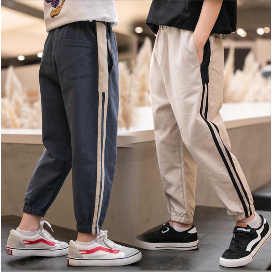 (Hàng Xưởng) Quần jogger đũi dài sọc viền VEMZKIDS cho bé trai bé gái (19-53kg) (ảnh thật)