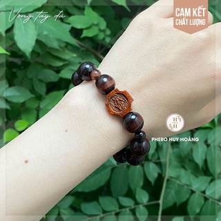Chuỗi tràng hạt mân côi bằng đá - vòng tay đá mắt hổ đỏ 12mm