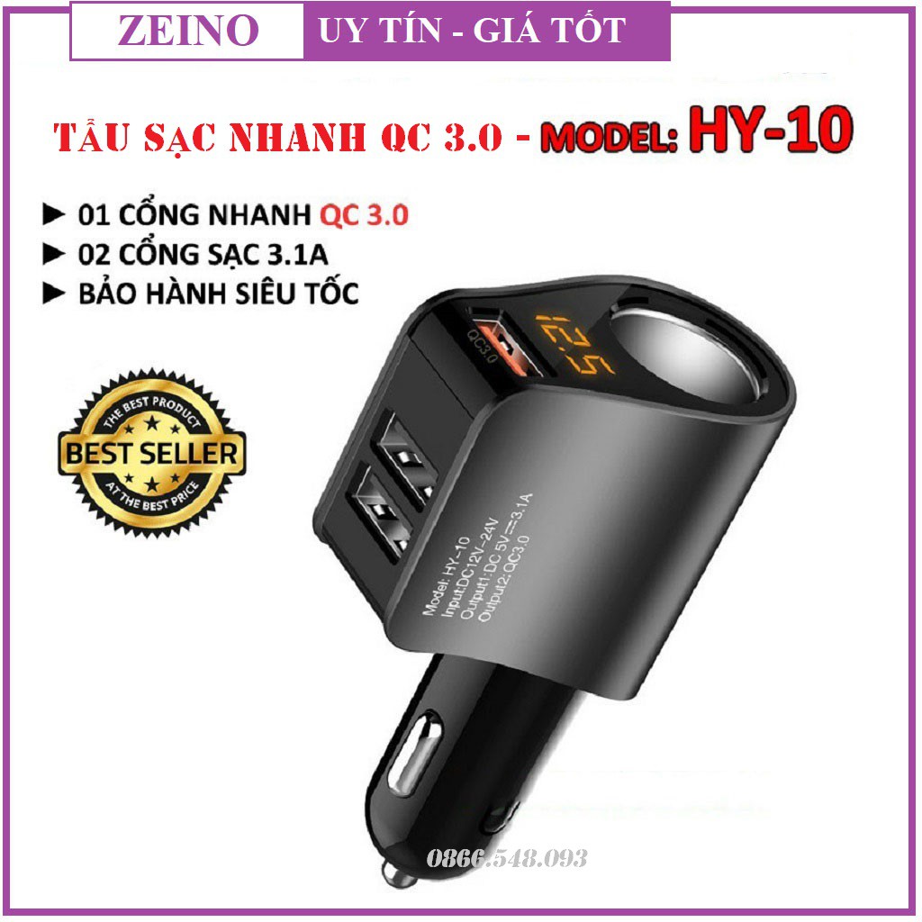 Tẩu sạc nhanh QC3.0 loại HY-10 l Hàng loại 1