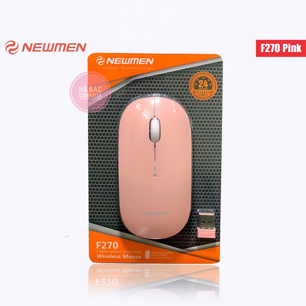 Chuột Không Dây NEWMEN F270 Pink( Màu Hồng) - Chuột Máy Tính Siêu Mỏng Chính Hãng