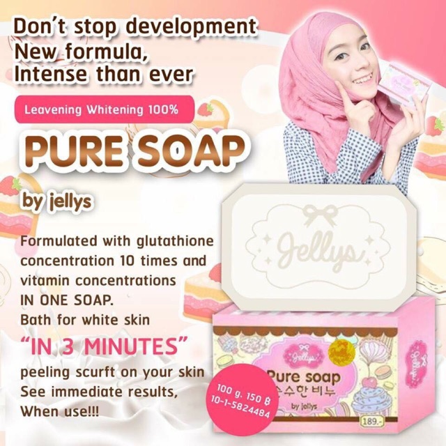 XÀ BÔNG SOAP TRẮNG DA & CHỐNG LÃO HOÁ PURE SOAP CỦA THƯƠNG HIỆU JELLYS CỦA THÁI LAN