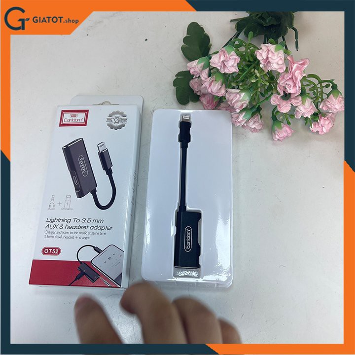 Jack chuyển 2in1 Lightning Earldom OT52 (1 cổng Lightning + 1 cổng 3.5mm)