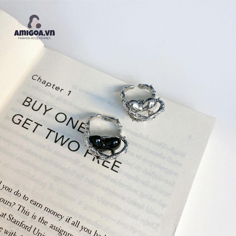 ✨✨Nhẫn hở hình trái tim và gai phong cách hip hop thời trang cho cặp đôi