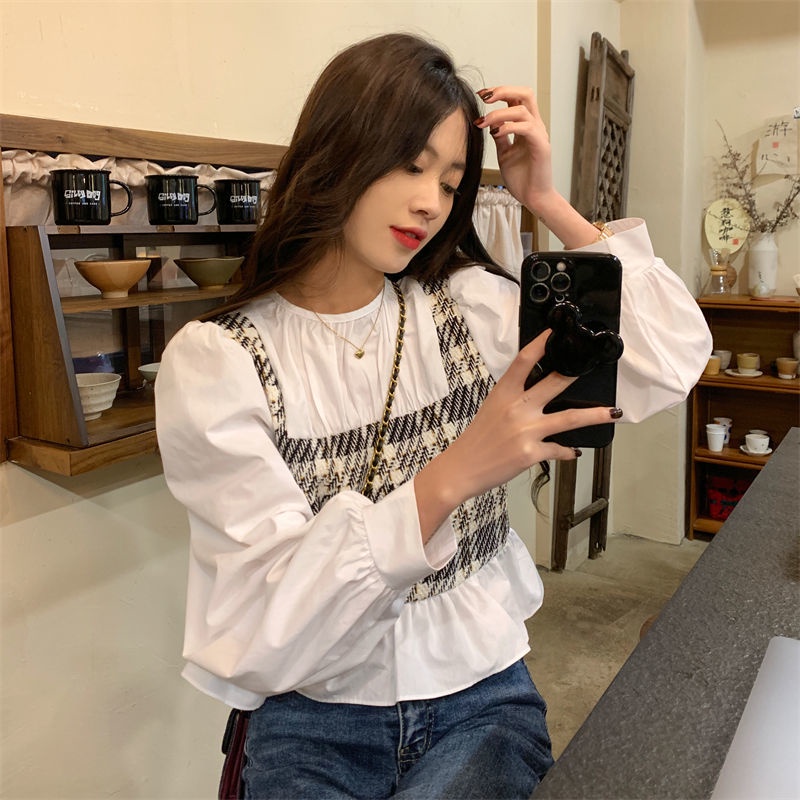 Áo Sơ Mi Tay Dài Giả Hai Lớp Thiết Kế Mới Thời Trang Theo Phong Cách Pháp