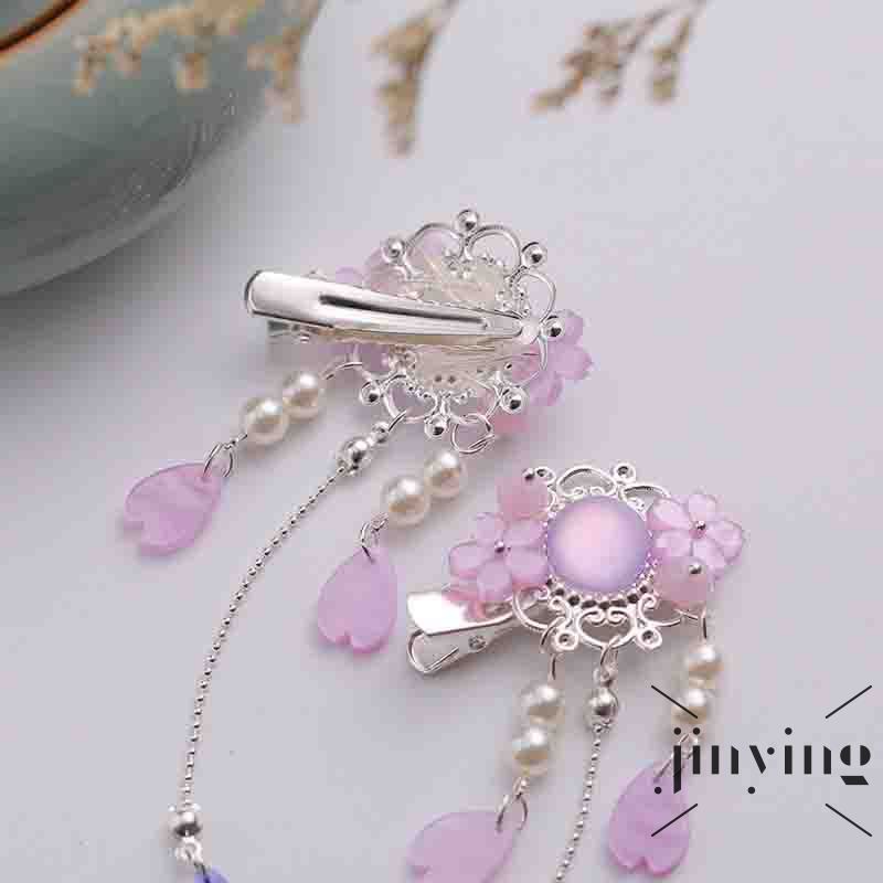 GETNOIVAS Trâm cài tóc tua rua đính hoa và đuôi cá phong cách cổ điển phối Hán phục xinh xắn