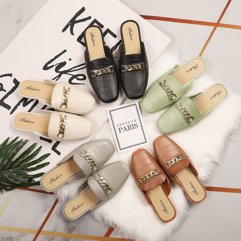 Dép Nữ Bít Mũi Vuông Kiểu Dáng Năng Động - Đế Vuông