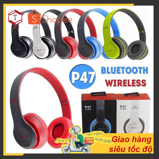 Tai Nghe chụp tai không dây P47, bluetooth 5.0 tai nghe giá rẻ, BASS TRẦM ẤM, , nghe nhạc liên tục 3 giờ TCT-SHOP | BigBuy360 - bigbuy360.vn