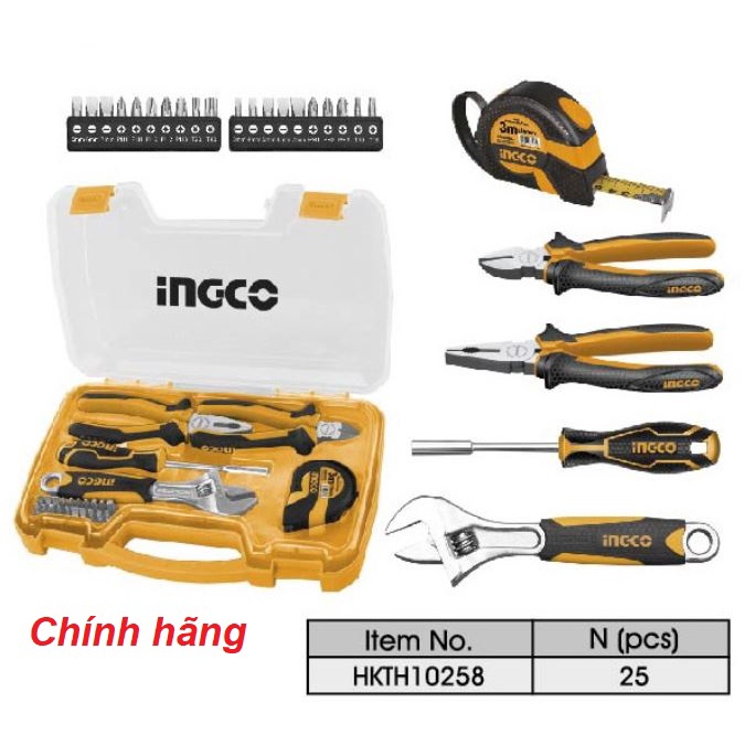 ĐỒ NGHỀ INGCO Bộ 25 món dụng cụ cầm tay HKTH10258 (Cam kết Chính Hãng 100%)