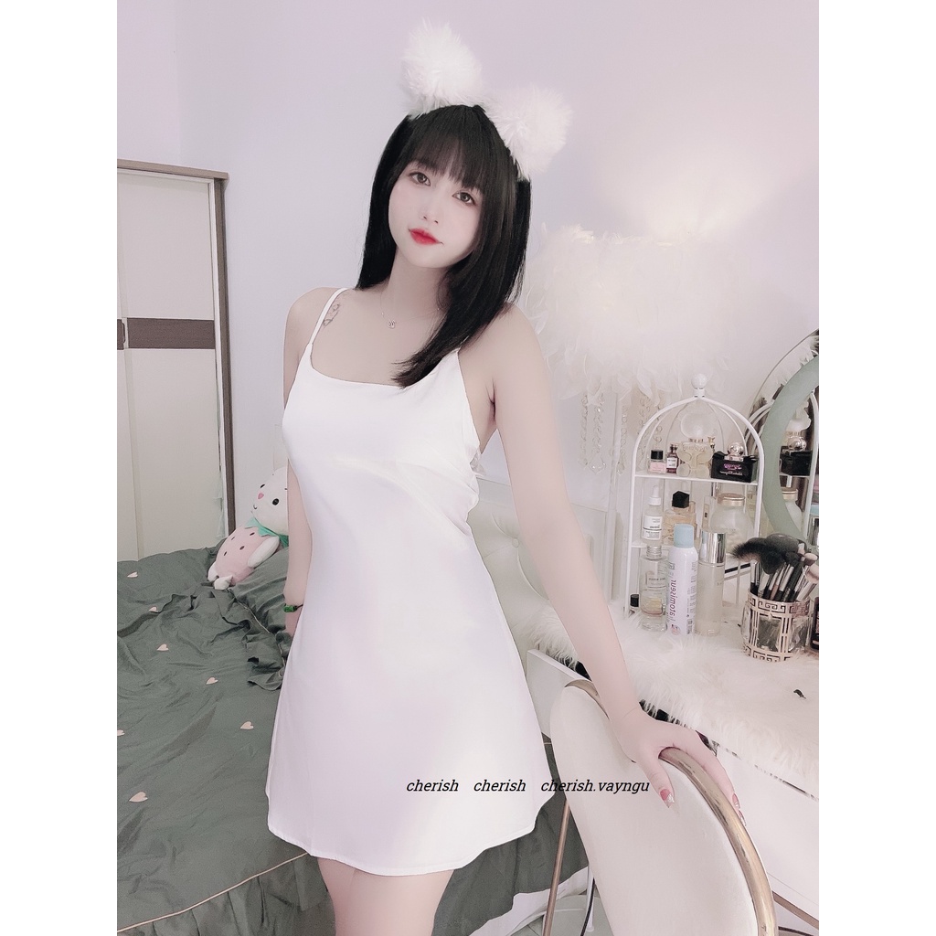 (M. 120) Váy ngủ sexy lụa cao cấp kiểu basic Đầm mặc nhà gợi cảm quyến rũ
