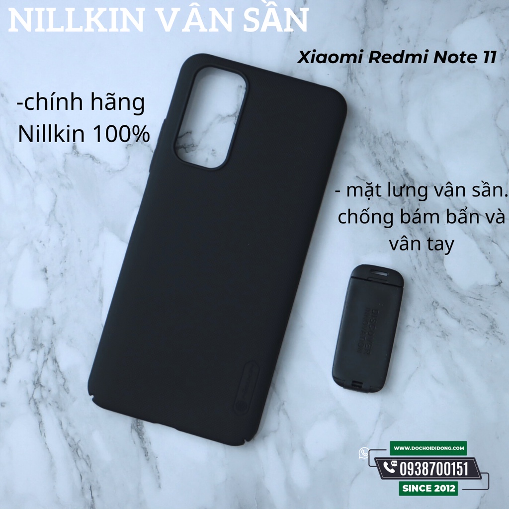 Ốp Lưng Xiaomi Redmi Note 11 Bản Quốc Tế Nillkin Vân Sần Super Frosted Shield Tặng Kèm Giá Đỡ
