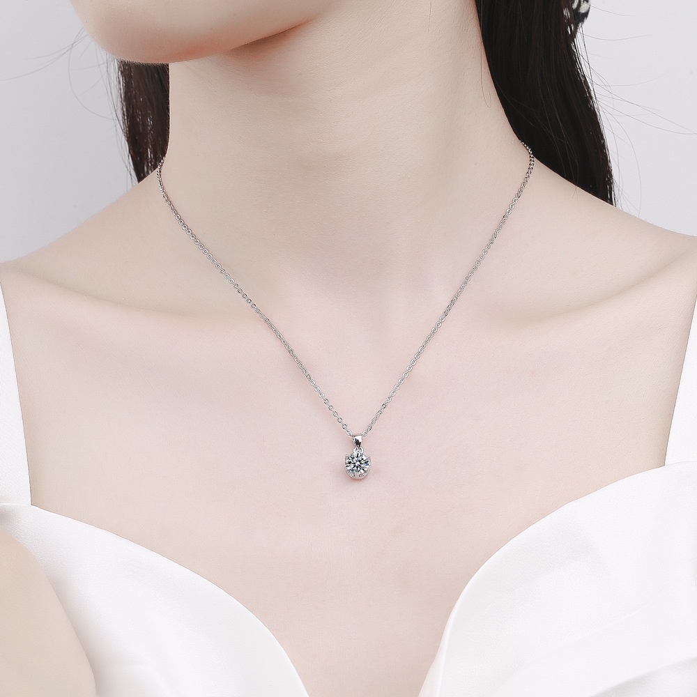 Vòng cổ Mạ Bạc 925 Mặt Hình Vương Miện Đính Kim Cương Trắng Thanh Lịch