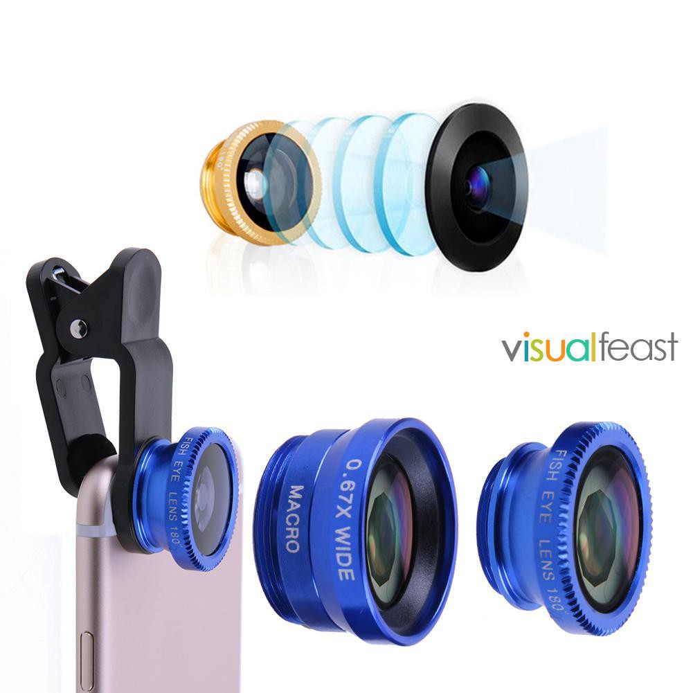 😉[Ready Stock/COD]😉3 in 1 Fish Eye+ Wide Angle+ Macro Camera Lens Kit for Phone