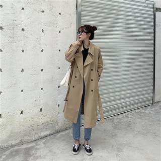 [Ảnh Thật Ở Sau] Áo Khoác Trend Coat Kakhi Mùa Thu