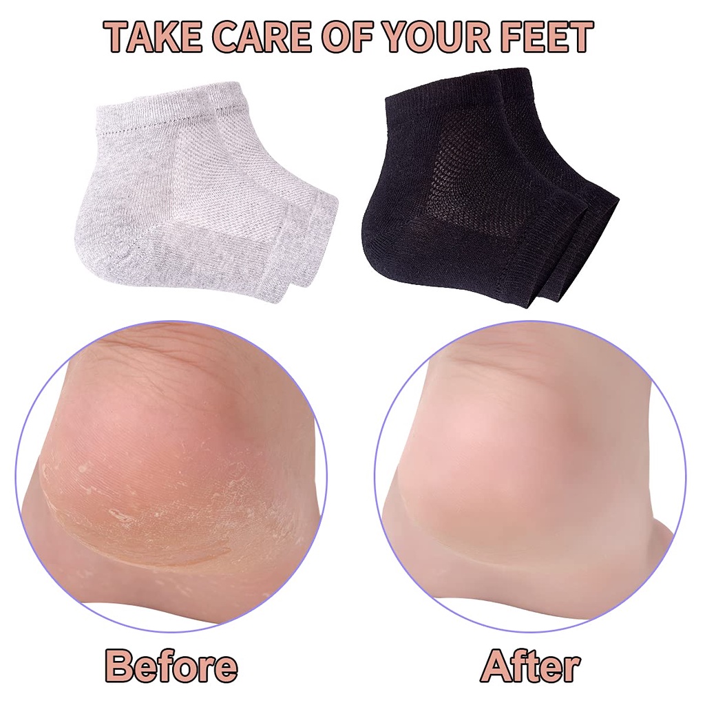 Vớ Gel Lót Gót Chân Không Gây Đau Dưỡng Ẩm Hỗ Trợ Cải Thiện Tình Trạng Nứt Nẻ Gót Chân