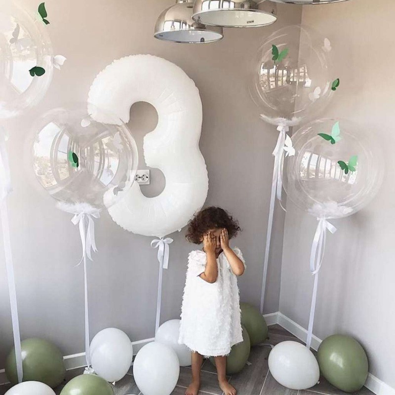 Bong bóng trang trí hình chữ số 2.8ft màu trắng dùng trang trí đám tiệc sinh nhật vui nhộn