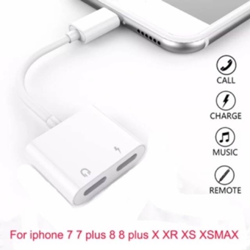 Bộ Chuyển Đổi Âm Thanh 2 Trong 1 Cho Iphone 7 8 X Xs + Cục Sạc J-008