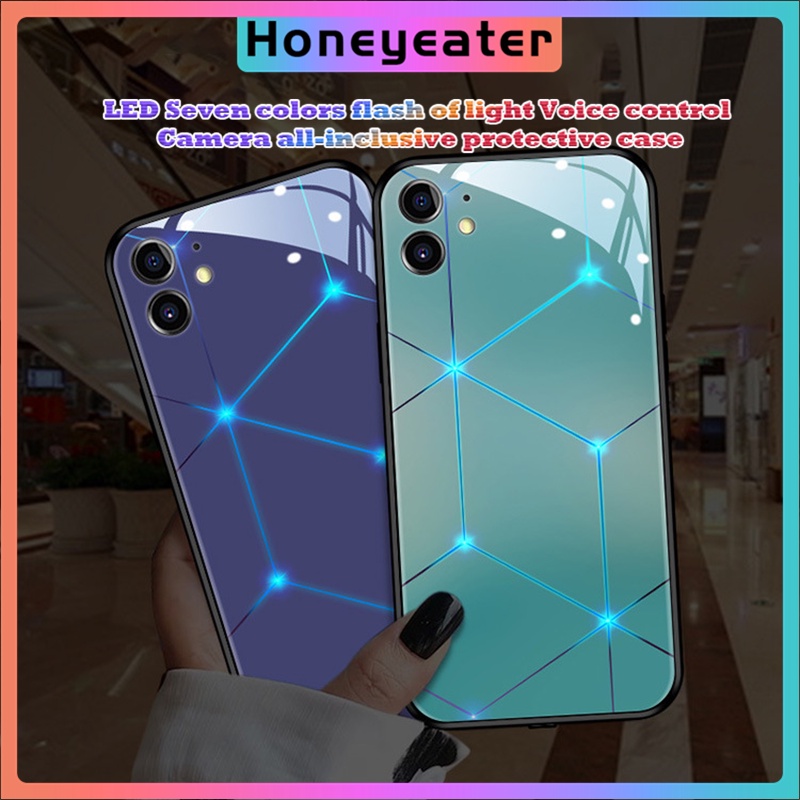 Ốp Điện Thoại TPU Mặt Lưng Kính Có Đèn LED Họa Tiết Sao Trời Cho Iphone 12 11 Pro Max X Xs Max Xr 8 7 6s Plus Se2020