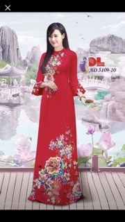 Vải áo dài hoa mẫu đơn