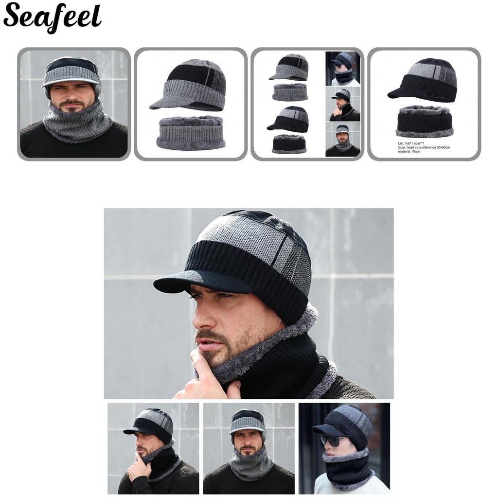 Mũ Beanie Không Vành Kèm Khăn Choàng Cổ Chống Nắng Cho Nữ