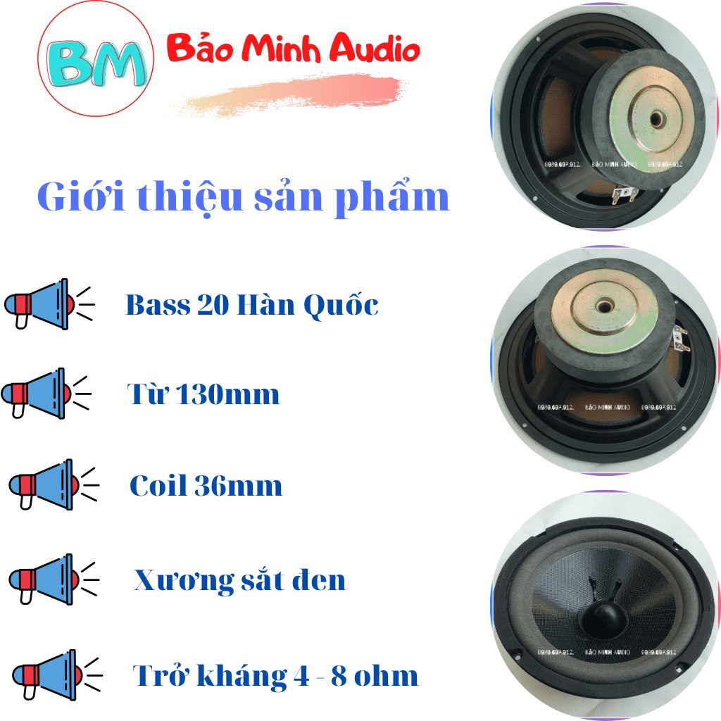 LOA BASS RỜI 2 TẤC ĐÓNG THÙNG LOA - BASS 20 COIL 36MM TỪ 120MM CAO CẤP - B20HANQUOC