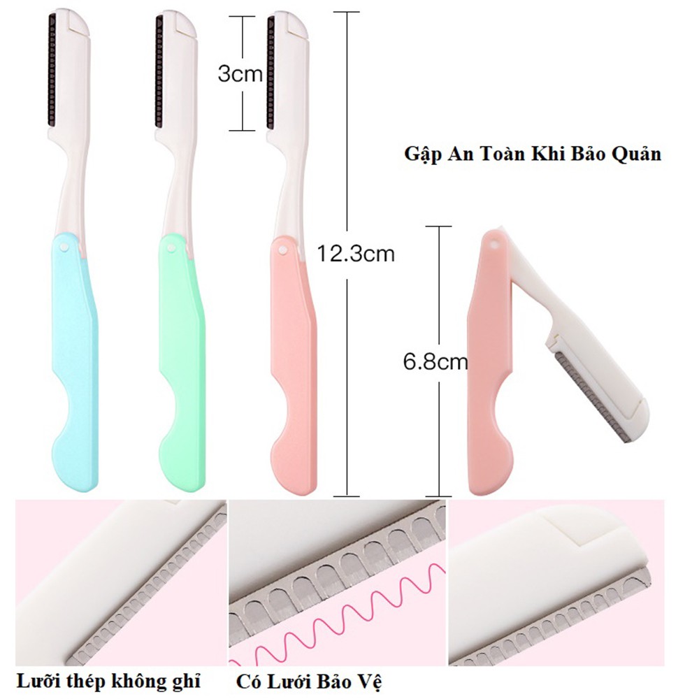 Set 3 Dao Cạo Gập An Toàn Lưỡi Thép Không Gỉ, Độ Sắc Cao, Dễ Cầm Và Sử Dụng