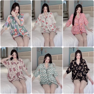 Đồ bộ Pyjama nữ lụa mango, Bộ đùi dơi nhiều hoạ tiết xinh 😍