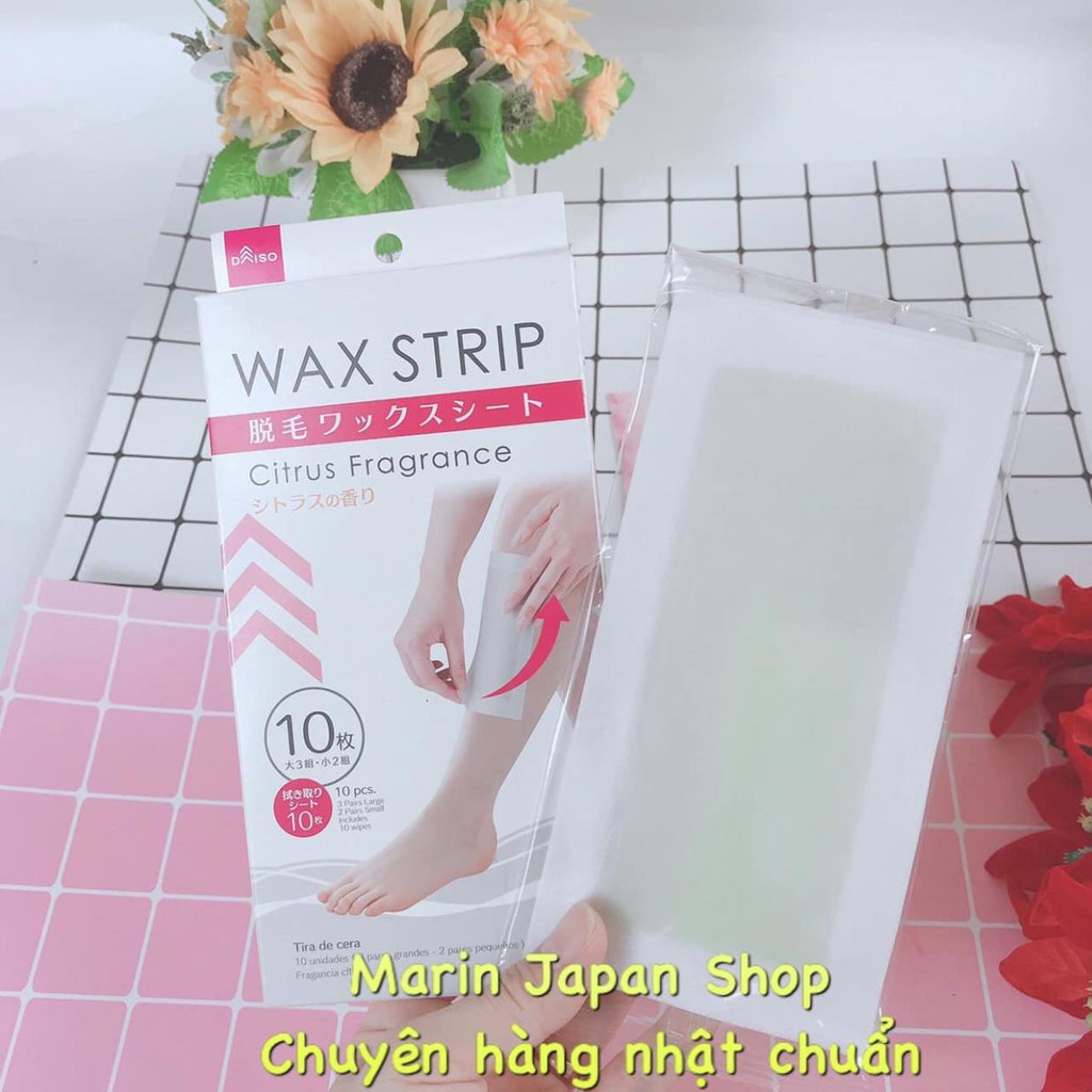 (Hộp 10 chiếc)  Miếng dán loại bỏ lông tay, chân, đùi , nách , vùng kín Wax Strip Nhật Bản 10 miếng