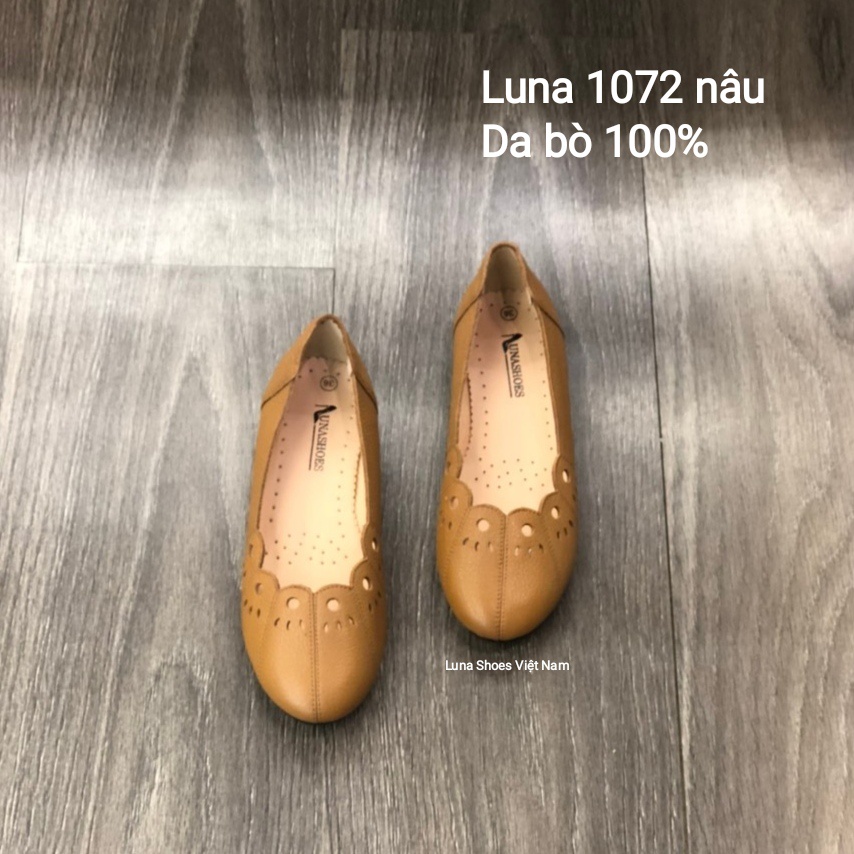 Giày bệt nữ mũi tròn da bò thật 100% và bảo hành 2 năm 1 đổi 1 LUNASHOES 1072 êm chân dễ phối đồ