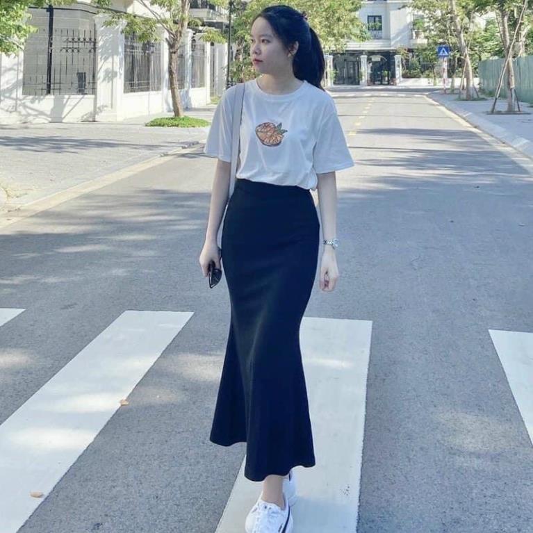 Chân váy đuôi cá cao cấp dáng dài màu đen phong cách Hàn Quốc sang chảnh /kho buôn thu hà