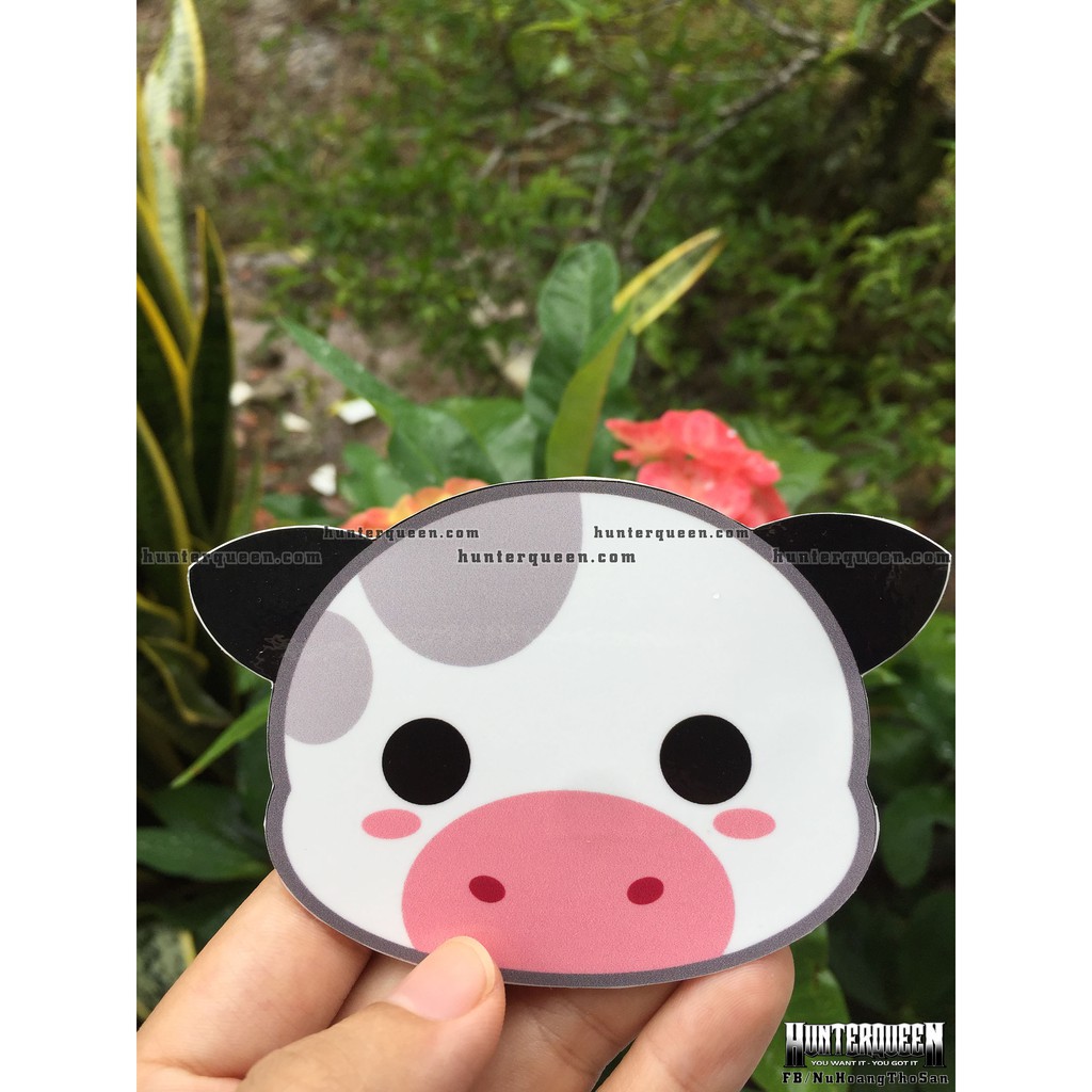 Sticker bò sữa cute. Hình dán chống nước dễ thương trang trí mọi nơi. Làm theo yêu cầu