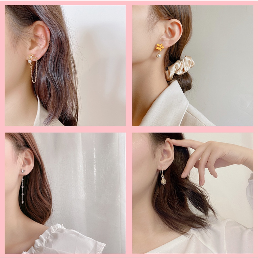 Bông Tai Mạ Bạc 925 Đính Ngọc Trai Phong Cách Âu Mỹ Sang Trọng Chất Lượng Cao