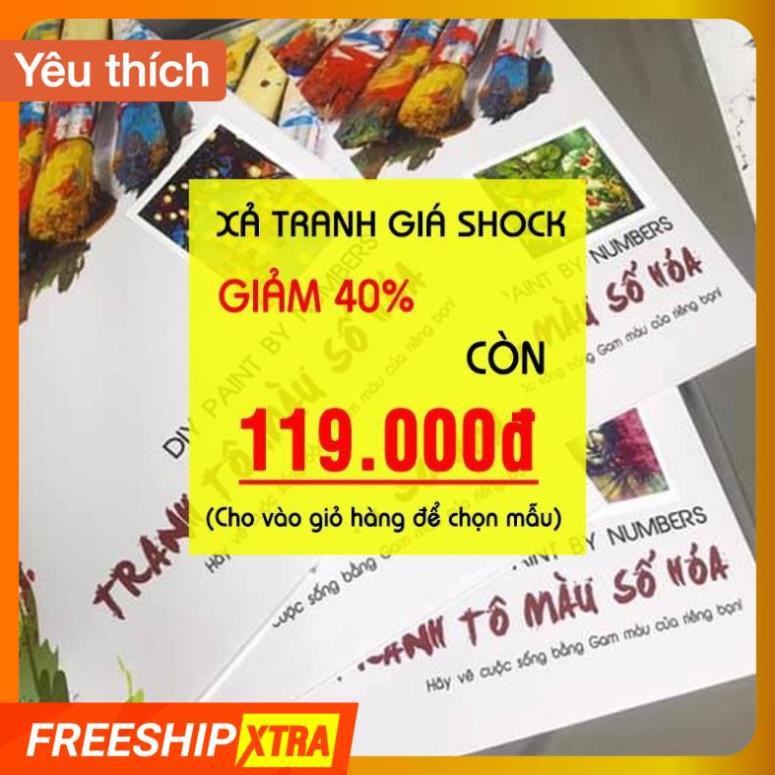 [Thanh lý] Tranh sơn dầu số hoá tự tô trang trí DIY - 40x50cm có khung