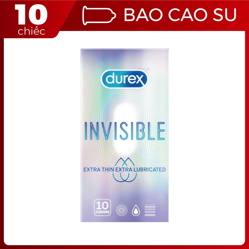 Bao Cao Su Durex Invisible Extra Thin, Extra Lubricated Hộp 10 Chiếc - BigBull Shop